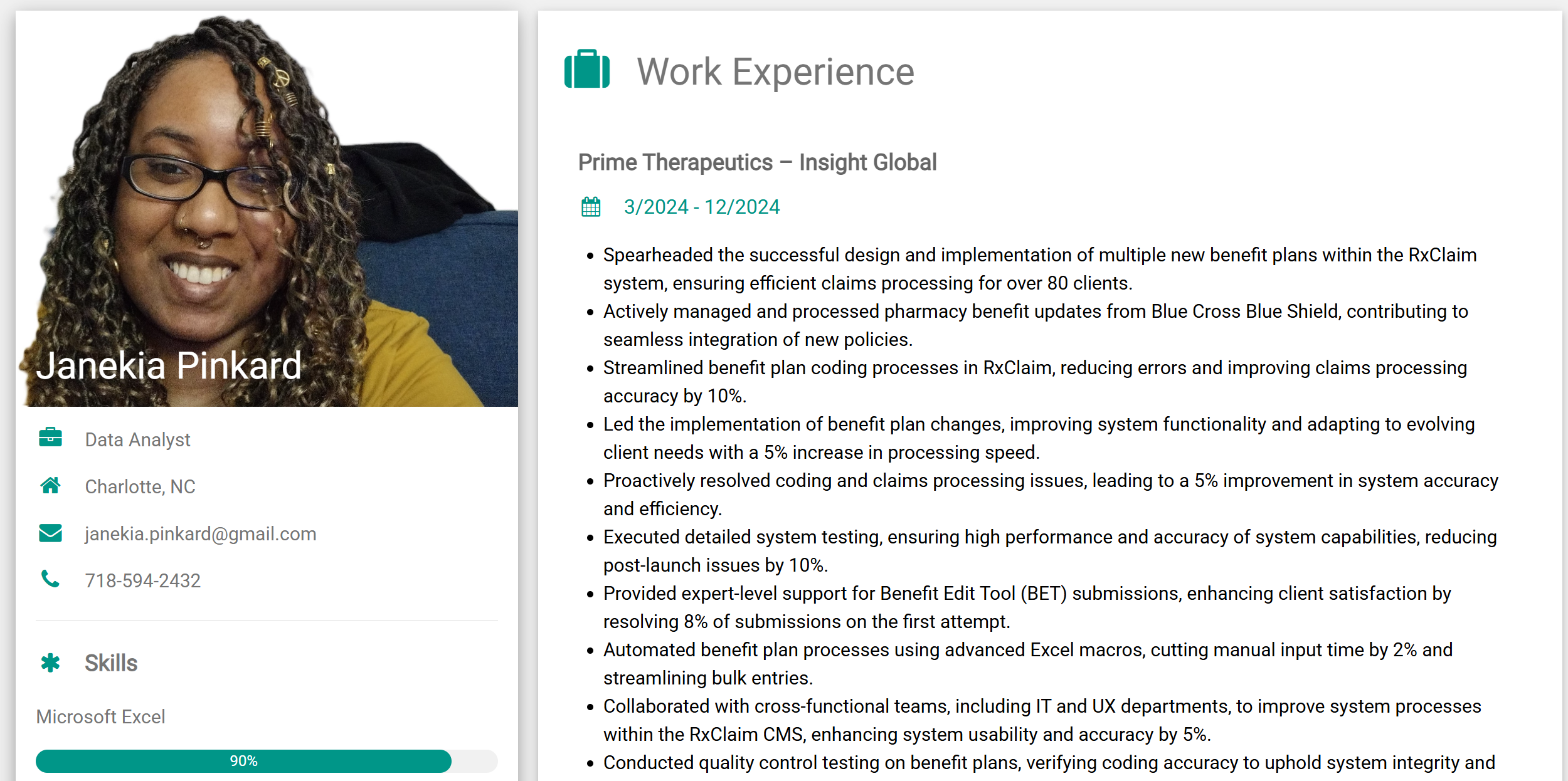 janekia's resume