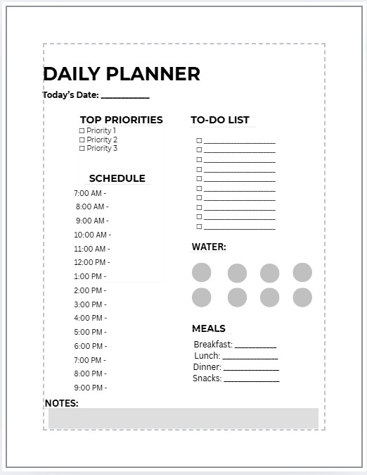 Daily planner preview