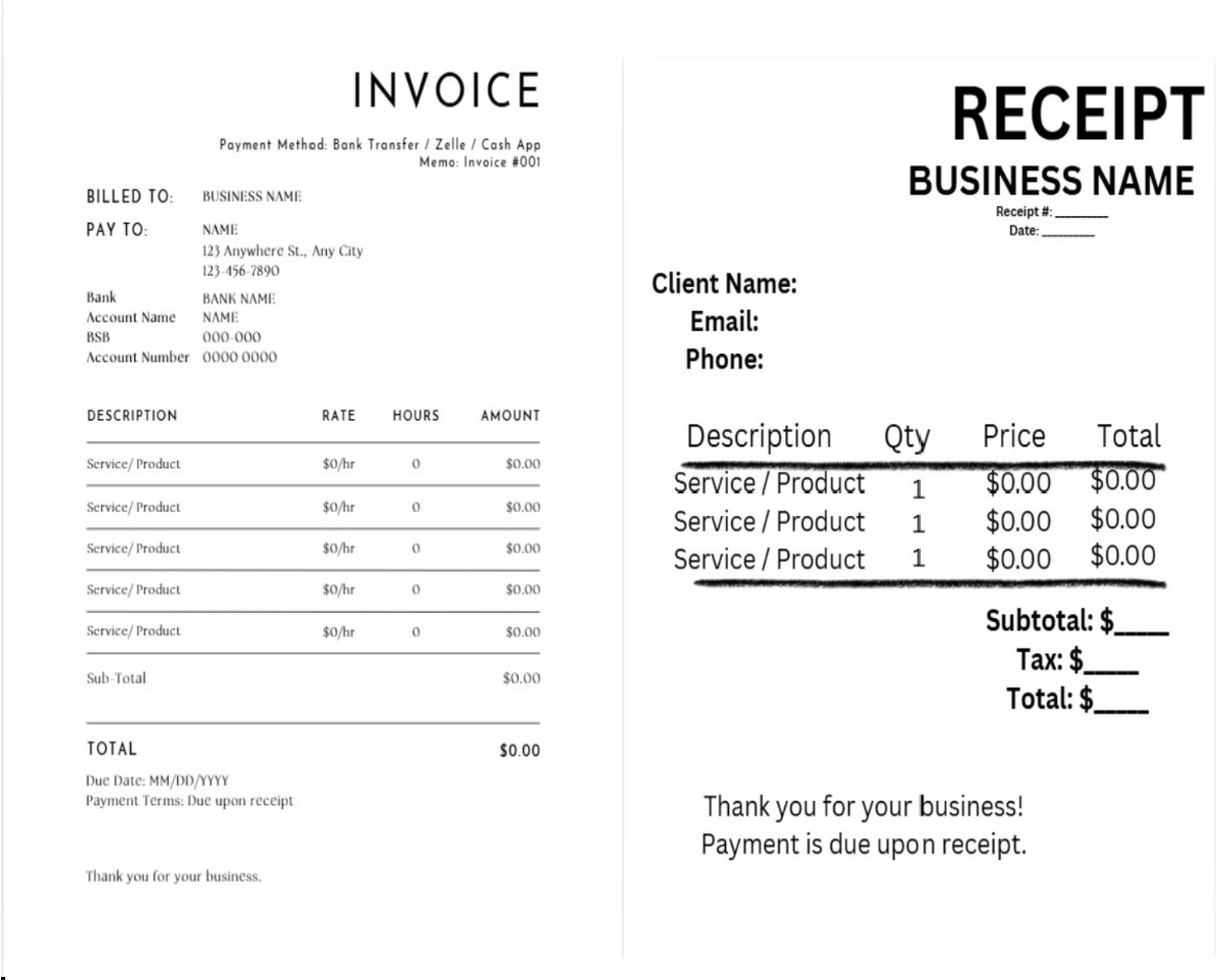 Invoice and receipt bundle preview