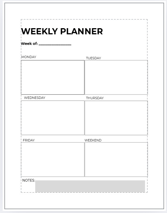 Weekly planner preview
