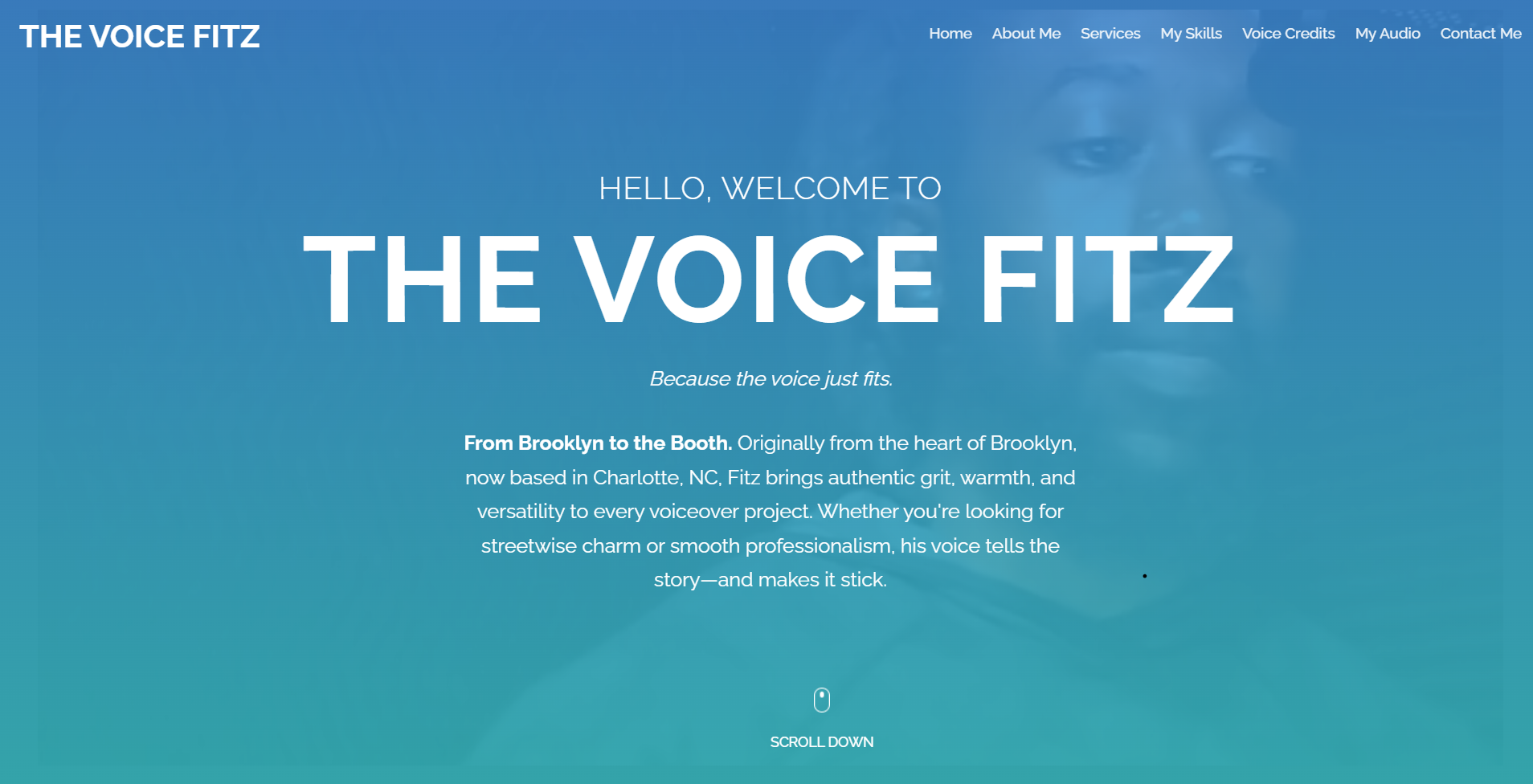 The Voice Fitz homepage with the updated background video