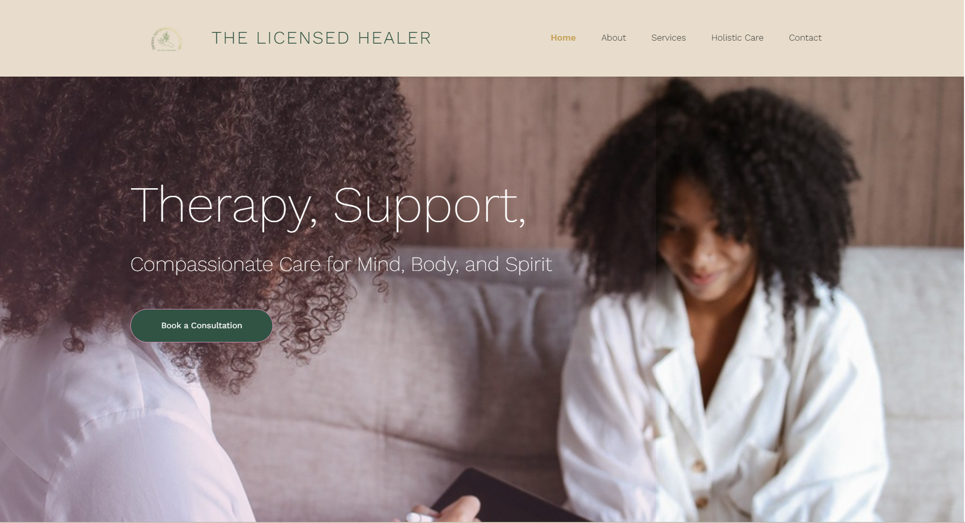 The Licensed Healer website preview